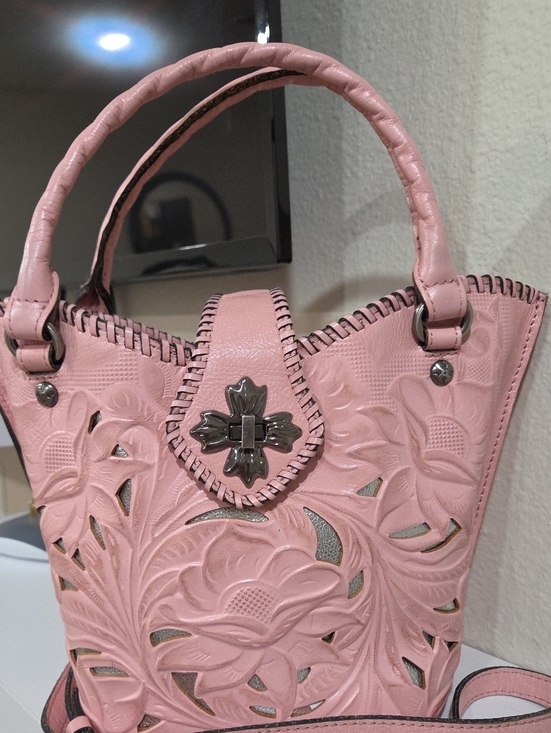 Patricia Nash Handbags - Patricia Nash Floral Cutout Top-Handle Bag in Pink